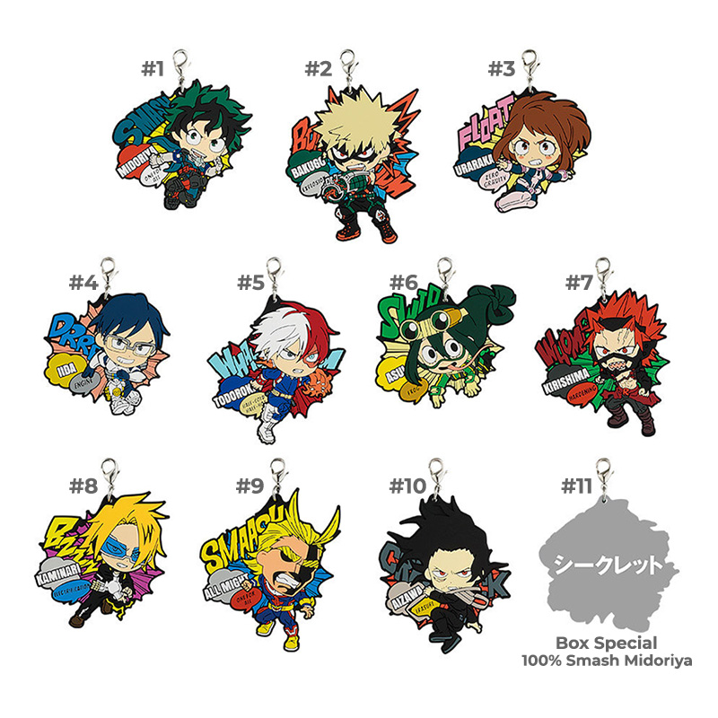 Boku no Hero Academia Ichiban Kuji Fighting Heroes ft. Smash Rising Rubber Straps
