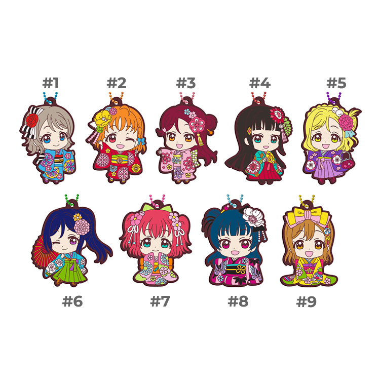 lls-rubber-006 Love Live Sunshine New Year Kimono Gashapon Rubber Straps Vol.8
